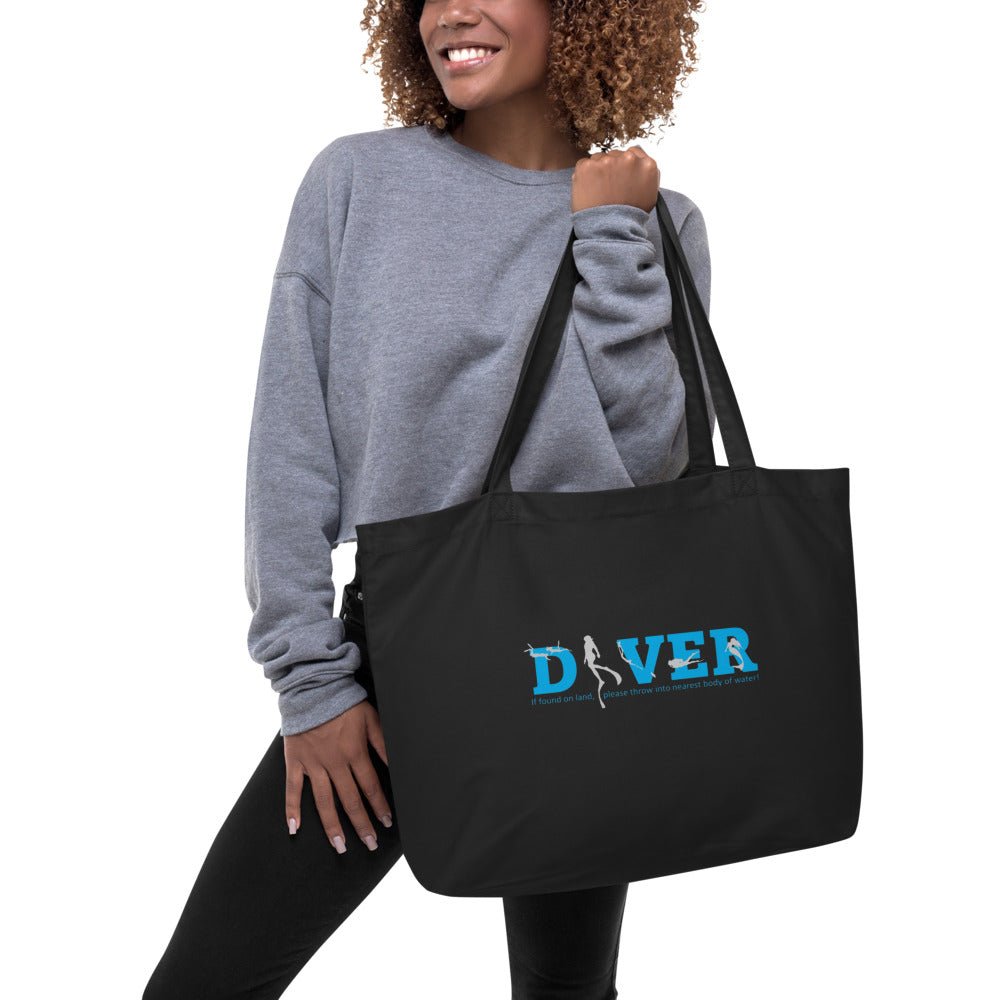 Diver - If Found Large organic tote bag